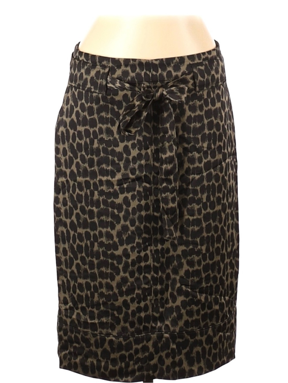 Banana Republic Black Leopard Print Pencil Skirt with Tie Waist